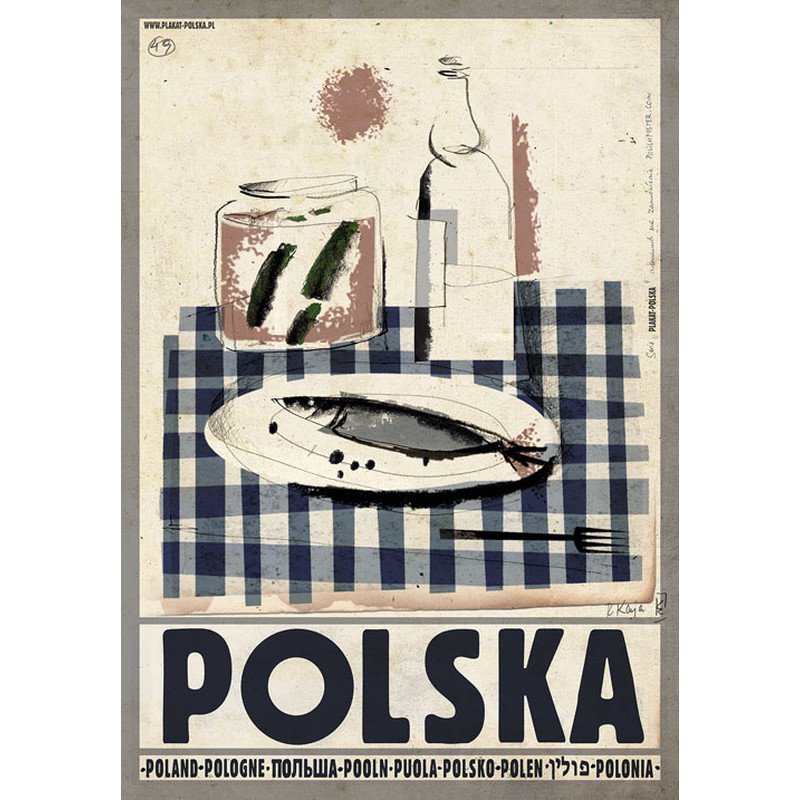 Polska, wódka, śledż, polski plakat turystyczny